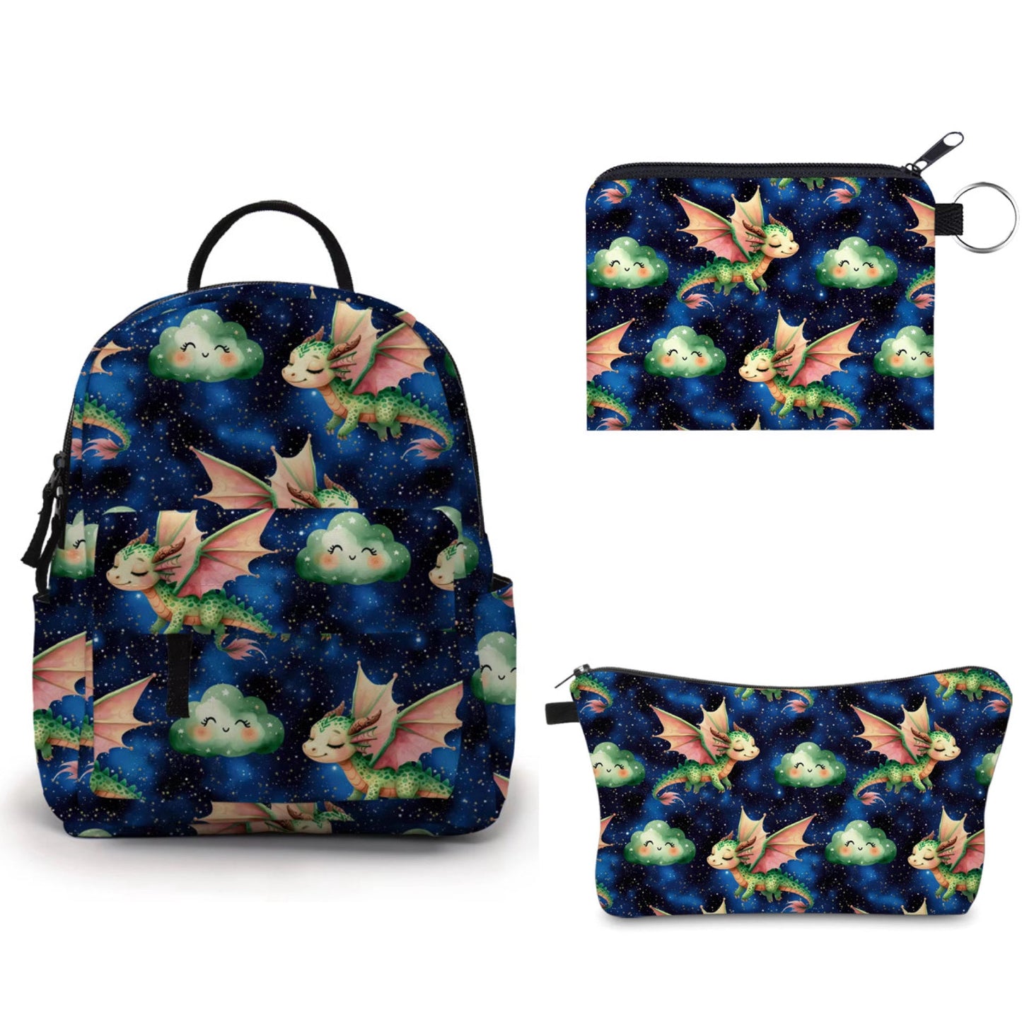 Mini Backpack, Pouch, & Mini Pouch Bundled Set - Dragon Cloud