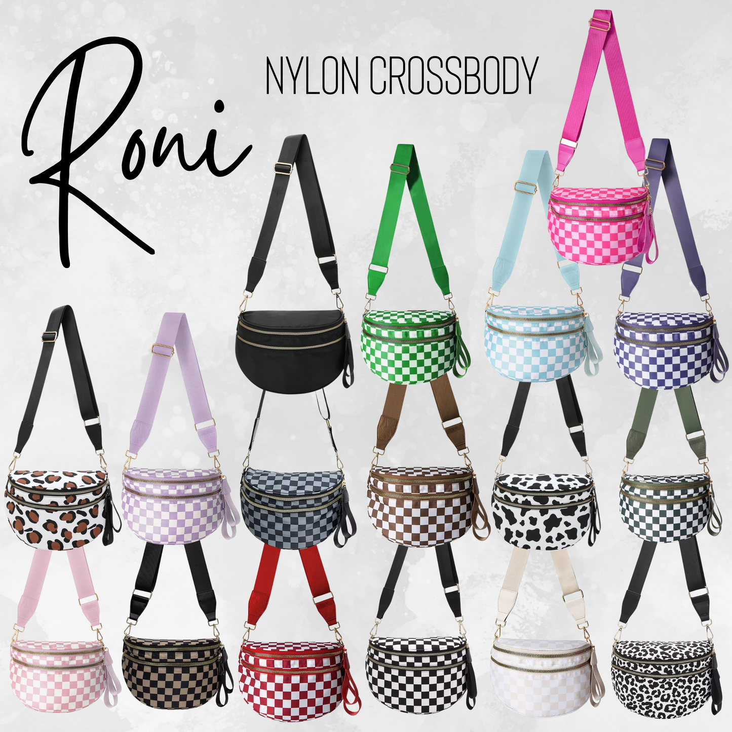 The Roni Nylon Crossbody - Checkered Chocolate - PREORDER