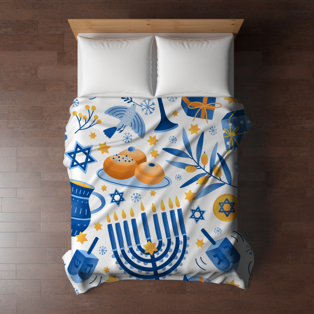 Blanket - White Hanukkah Holiday